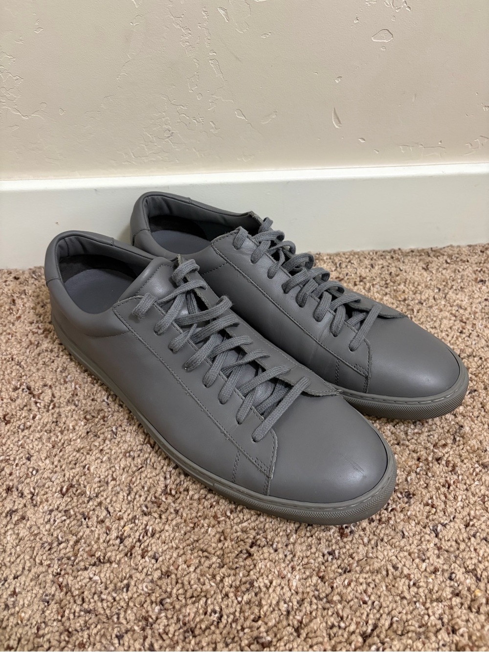 Oliver Cabell Low 1 Gray Leather Low-Top Sneakers, Men’s size 11 US / 44 EU